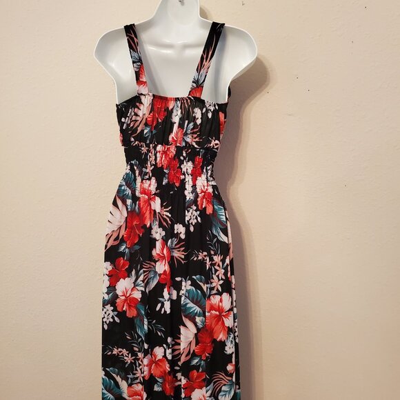 Women's Casual Sleeveless Smoked Floral Print maxi Dress Size L. - Picture 6 of 11